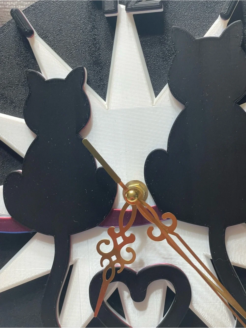 Black & White Cat Silhouette Wall Clock - Home Wall Decor